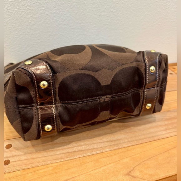 Coach Carly Soho Shoulder Bag in Chocolate Brown Signature Monogram EUC - Picture 9 of 11